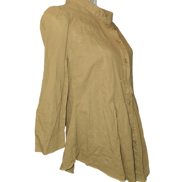 Gershon Bram Cotton Manndarin Collar Summer Top - Picture 2 of 10